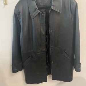 Jacqueline Ferrar Black vintage leather Coat grease biker